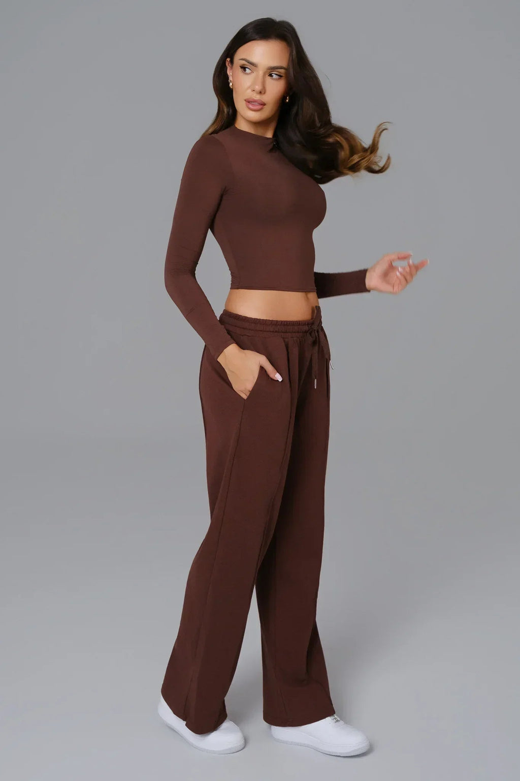 Ellie Long Sleeve Top - Brown