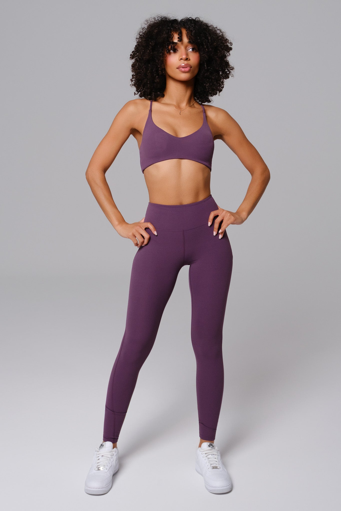 Nicole Strappy Sports Bra - Aubergine