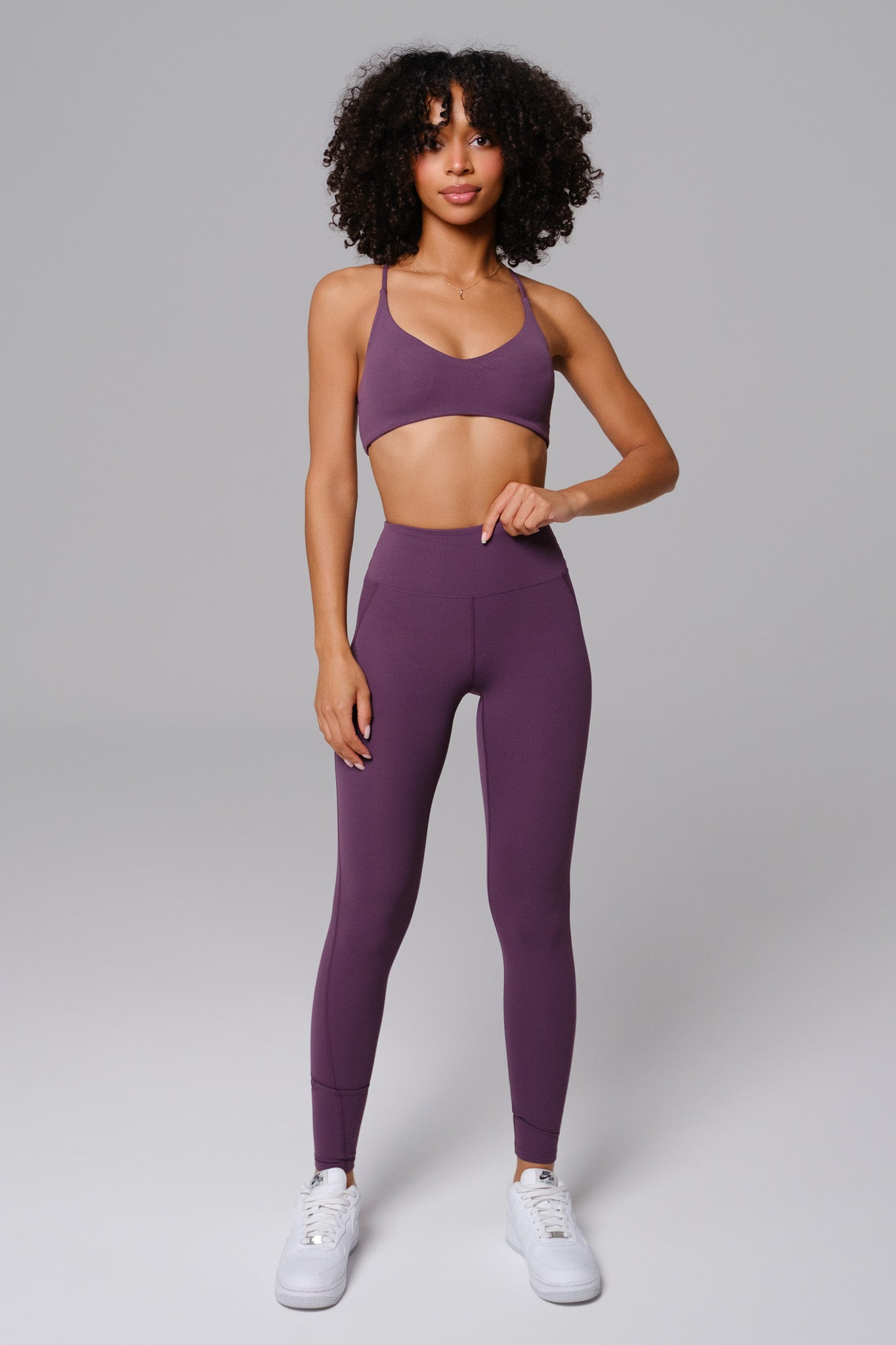 Nicole Strappy Sports Bra - Aubergine