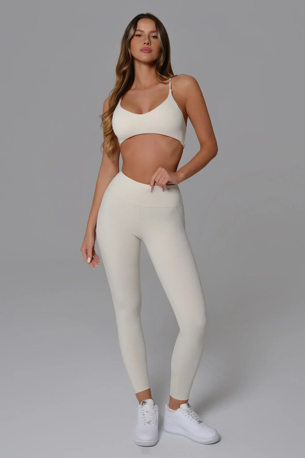 Nicole Strappy Sports Bra - Oatmilk