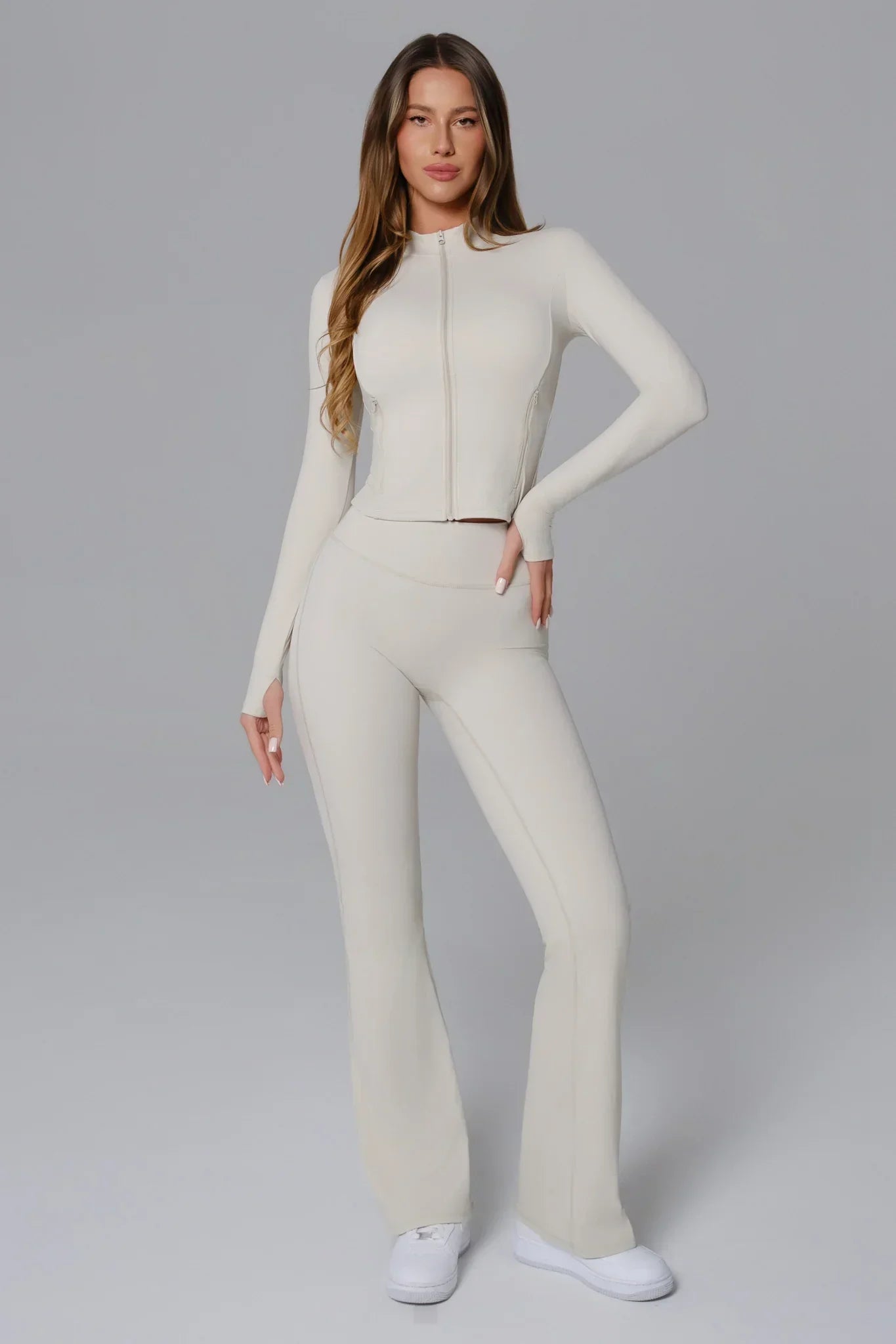 Stacey Flare Leggings - Ivory Clay