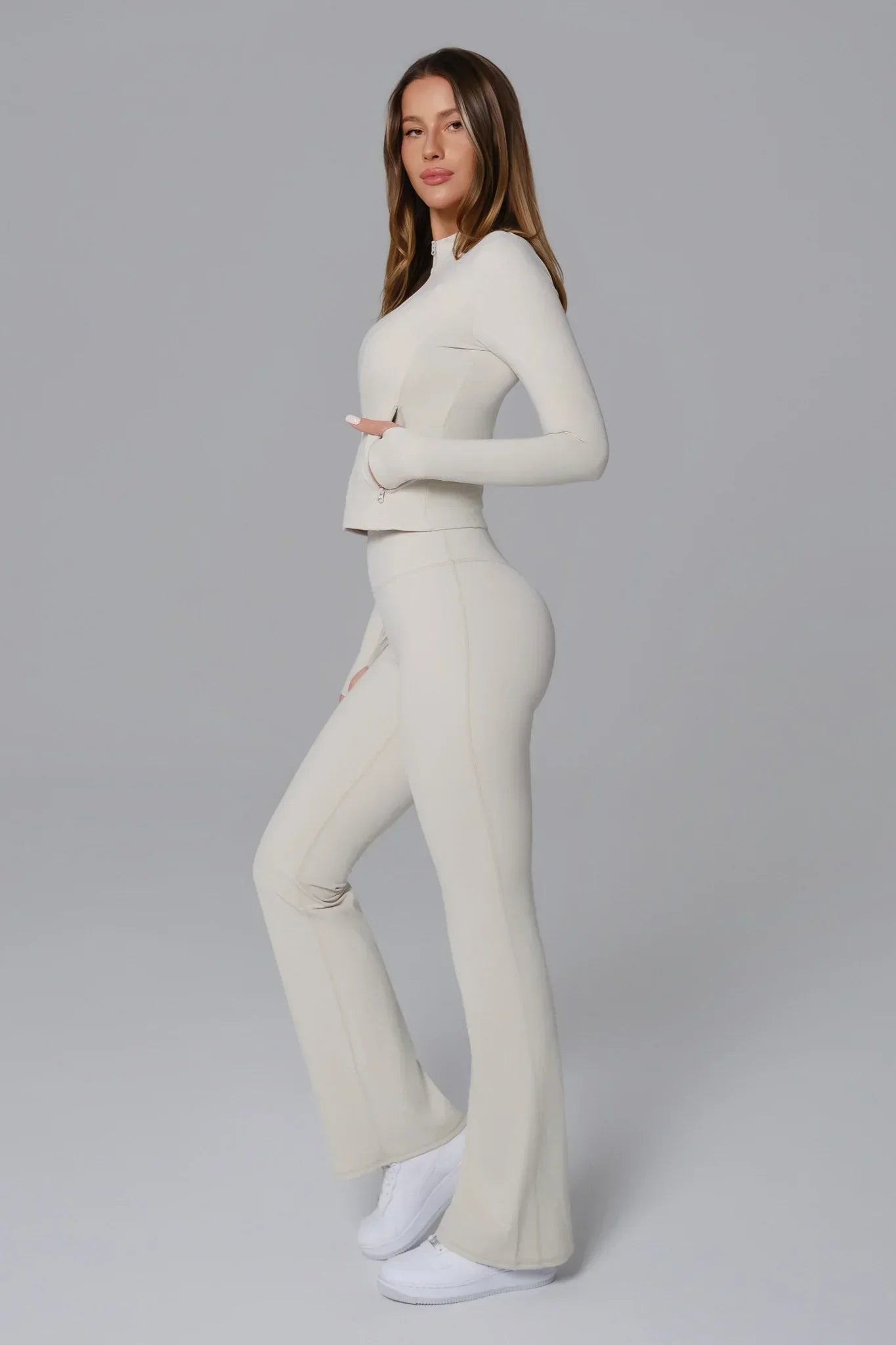 Stacey Flare Leggings - Ivory Clay